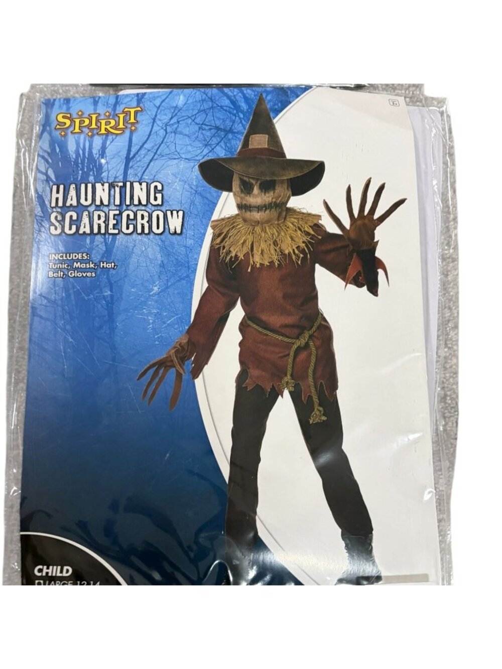Spirit Halloween Haunting Scarecrow Child Costume L Outfit with Mask